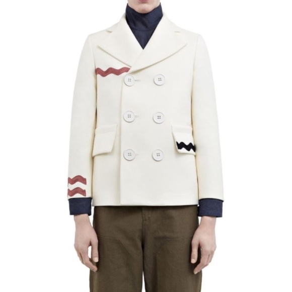 ACNE STUDIOS Ribbon Jake Coat White Double Breasted Jacket